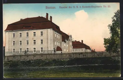 AK Bautzen, Kaserne des K. S. 3. Husaren-Regiments No. 20