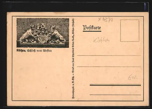 AK Köthen / Anhalt, Schloss vom Westen