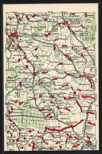 AK Borna / Sachsen, Umgebungskarte, Wona-Verlag