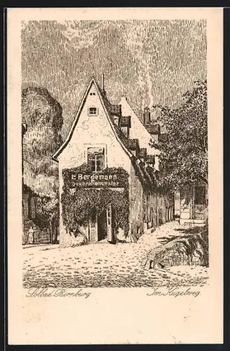 Künstler-AK Bad Bernburg, Im Kugelweg, E. Bergemann, Dekorationsmaler