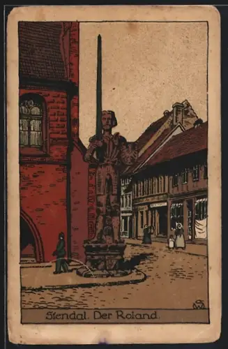 Künstler-AK Stendal, Der Roland