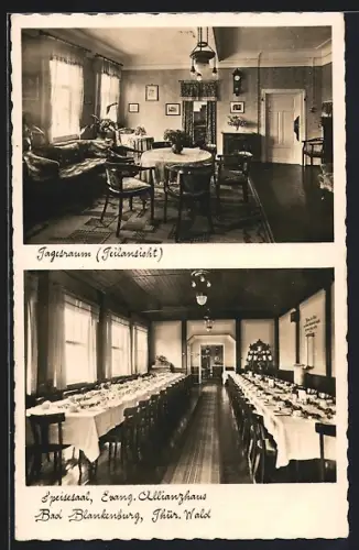 AK Bad Blankenburg /Thür. Wald, Evangel. Allianzhaus, Tagesraum, Speisesaal