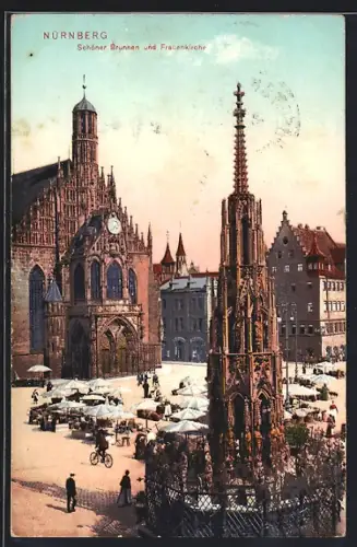 AK Nürnberg, 27. Deutscher Philatelistentag 1911, Schöner Brunnen, Frauenkirche