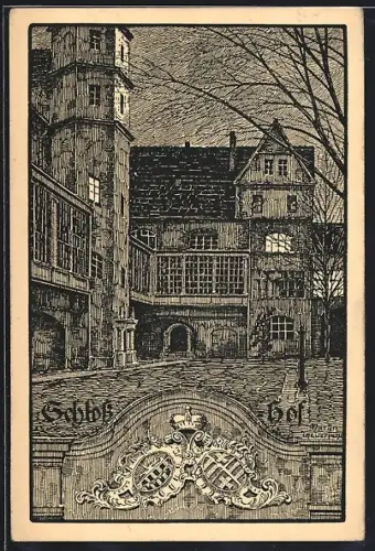 Künstler-AK Cöthen, Schloss, Innenhof