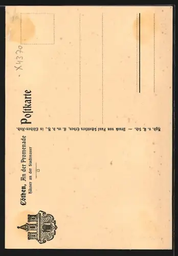 Künstler-AK Cöthen, An der Promenade, Häuser an der Schlossmauer