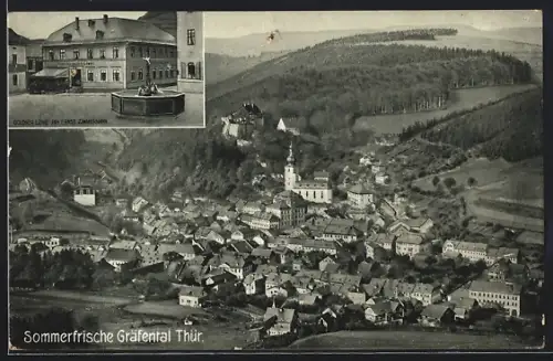 AK Gräfenthal i. Thür., Gasthaus Goldner Löwe, Totalansicht