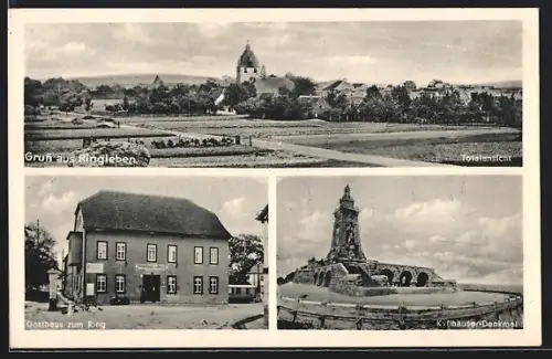 AK Ringleben / Kyffhäuser, Gasthaus Zum Ring, Kyffhäuser-Denkmal, Totalansicht