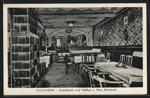 AK Teuchern, Konditorei und Cafe von Max Billhardt, Innenansicht