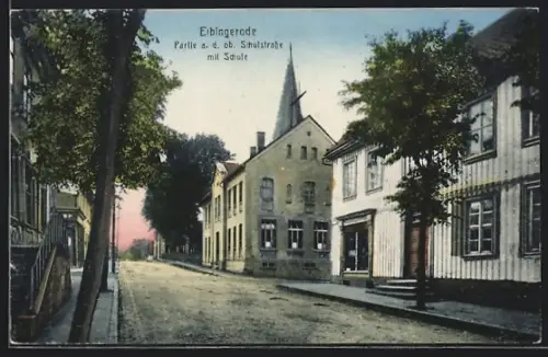 AK Elbingerode, Partie a. d. ob. Schulstrasse mit Klempnerei und Schule