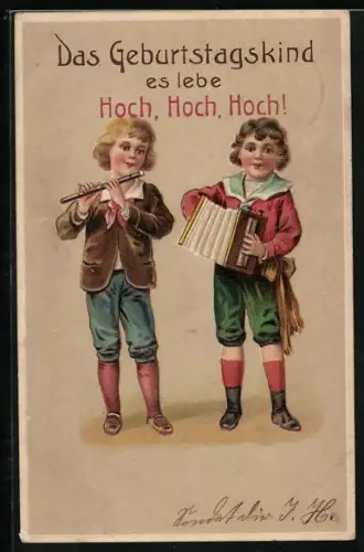 AK Jungen mit Akkordeon und Querflöte