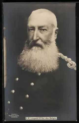 AK Leopold II., Roi des Belges als betagter Mann in Uniform