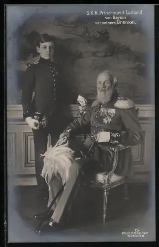 AK Prinzregent Luitpold in Uniform mit Urenkel Erbprinz Luitpold