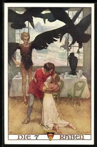 AK Deutscher Schulverein Nr. 322: Die 7 Raben, Märchen