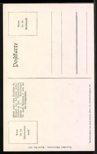 AK Deutscher Schulverein NR 373: Loreley, Kahn eines Mannes zerbricht am Felsen