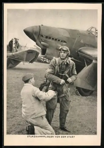 AK Die Wehrmacht, Sturzkampfflieger vor dem Start, Pilot eines Junkers Ju 87 Stukas