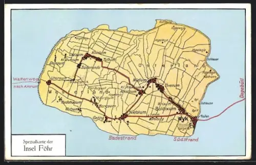 AK Föhr, Spezialkarte der Insel Föhr, Landkarte