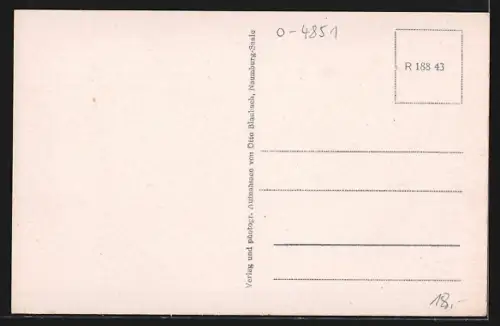 AK Nessa, Gasthof & Fleischerei Kurt Rossberg, Kirche & Kriegerdenkmal 1914 /18, Dorfstrasse