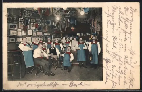 AK Berlin, Erste Berliner Original-Bauernschänke, Jägerstrasse 63, H. Engmann, Liliputanerals Kellner