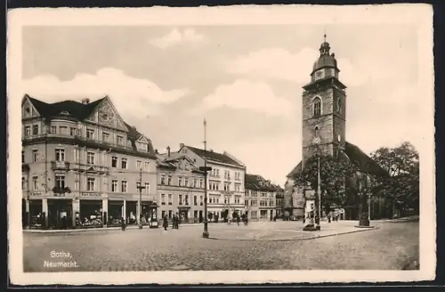 AK Gotha, Neumarkt mit Kirche