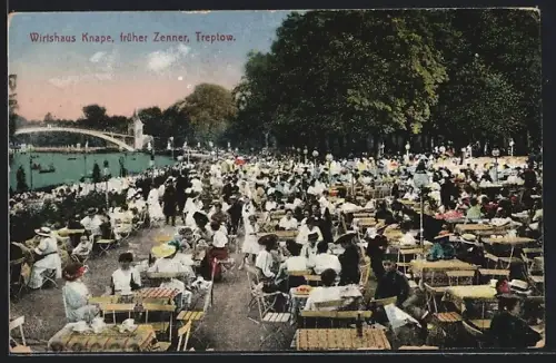 AK Berlin-Treptow, Gasthaus Knope früher Zenner mit Gartenlokal