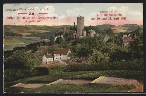 AK Blankenstein a. d. Ruhr, Burg Blankenstein, 50jährige Jubelfeier des Gesangvereins Sängerbund gefeiert auf der Burg