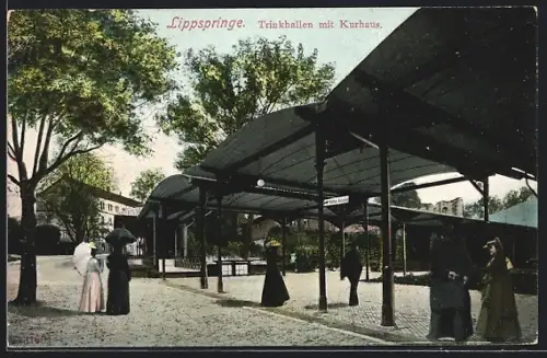 AK Lippspringe, Leuten an den Trinkhallen mit Kurhaus