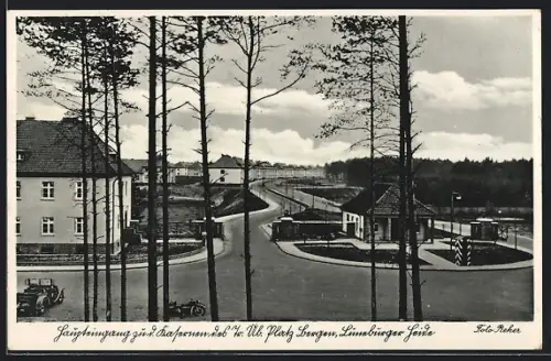 AK Bergen / Lüneburger Heide, Haupteingang zur Kaserne, Truppenübungsplatz