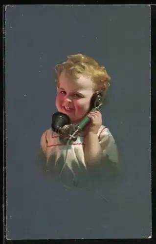 AK kleiner Junge telefoniert mit dem Telefon