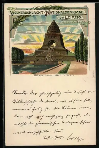 Künstler-AK Bruno Bürger & Ottillie Nr. 609: Leipzig, Völkerschlacht-Nationaldenkmal
