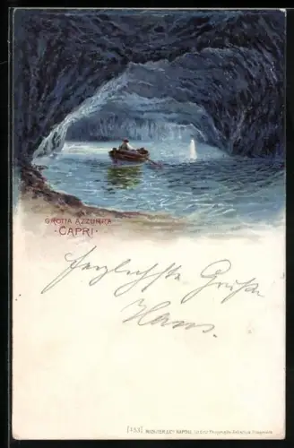 AK Capri, Grotta Azzurra, Blaue Grotte, Ruderboot