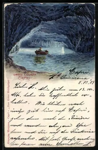 Lithographie Capri, Grotta Azzurra, Höhle