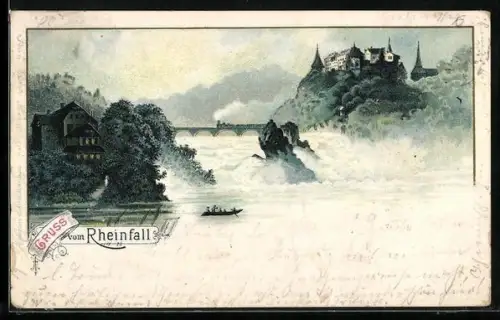 Lithographie Rheinfall, Wasserblick