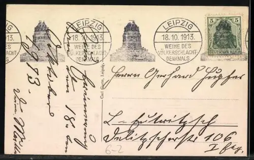 Künstler-AK Leipzig, Völkerschlacht-Denkmal 1913