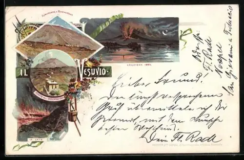 AK Napoli, Il Vesuvio, Eruzione 1895, La Lava, Veduta dall` Observatorio