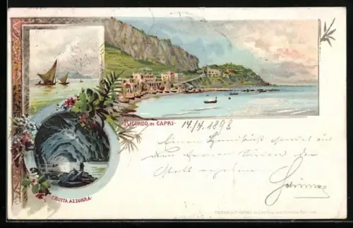 Lithographie Capri, Panorama, Crotta Azzurra