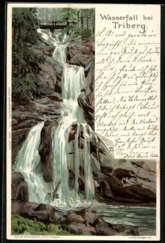 Künstler-AK Carl Biese: Triberg, Partie am Wasserfall