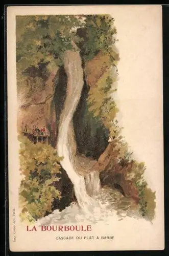 Lithographie La Bourboule, Cascade du Plat a Barbe