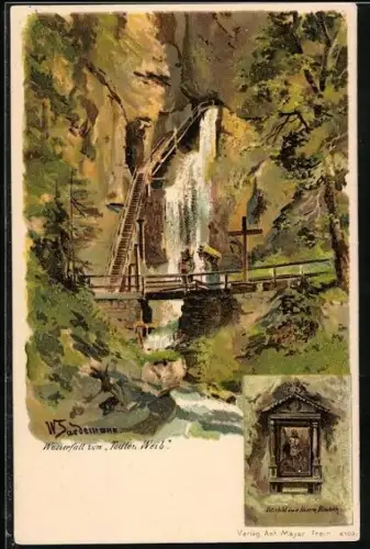 Künstler-AK Mürzsteg, Wasserfall Zum todten Weib