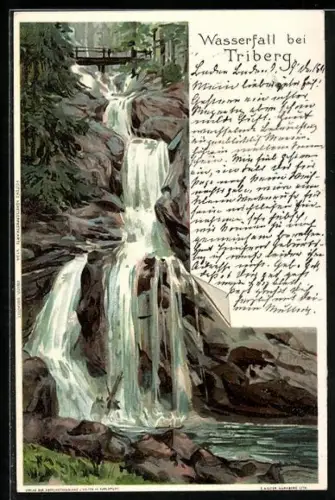 Künstler-AK Carl Biese: Wasserfall bei Triberg