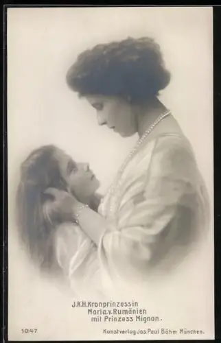 AK Kronprinzessin Maria von Rumänien, Portrait mit Prinzess Mignon