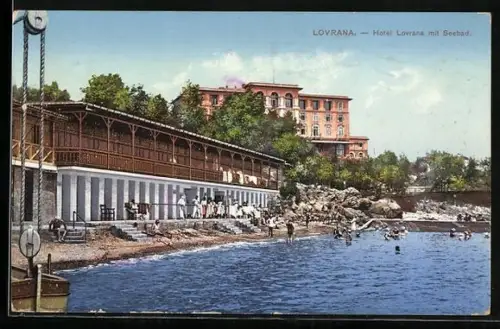 AK Lovran / Lauran / Laurana, Hotel Lovrana mit Seebad
