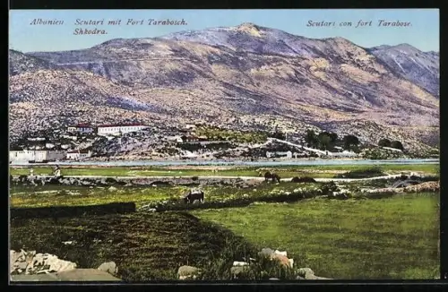 AK Shkodra, Ortsansicht mit Fort Tarabosch