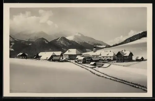 AK Hohentauern, Ortsansicht gegen Bösensteingruppe im Winter