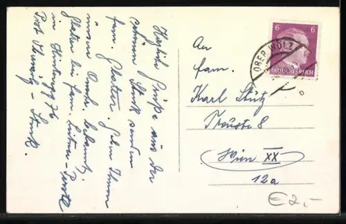 AK Oberwölz, Totalansicht mit Blick durchs Tal