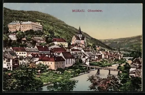 AK Murau /Obersteier, Teilansicht mit Brücke