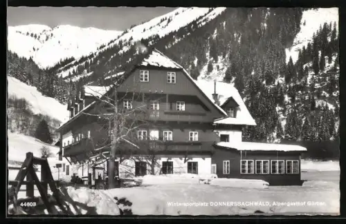 AK Donnersbachwald, Wintersportplatz mit Alpengasthof Gürtler im Schnee