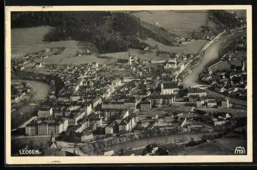 AK Leoben, Ortsansicht aus der Vogelschau