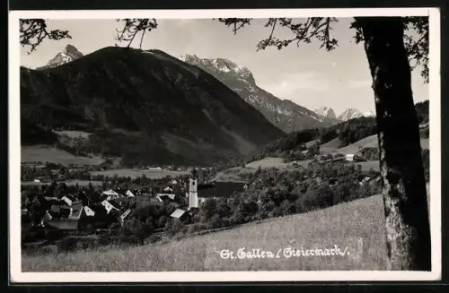 AK St. Gallen /Steiermark, Teilansicht mit Kirche