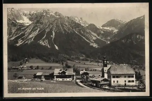 AK St. Rupert am Kulm, Ortsansicht mit Blick ins Gebirge