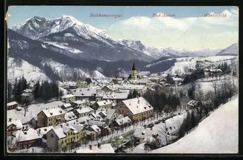 AK Bad Aussee, Blick auf die Stadt im Winter